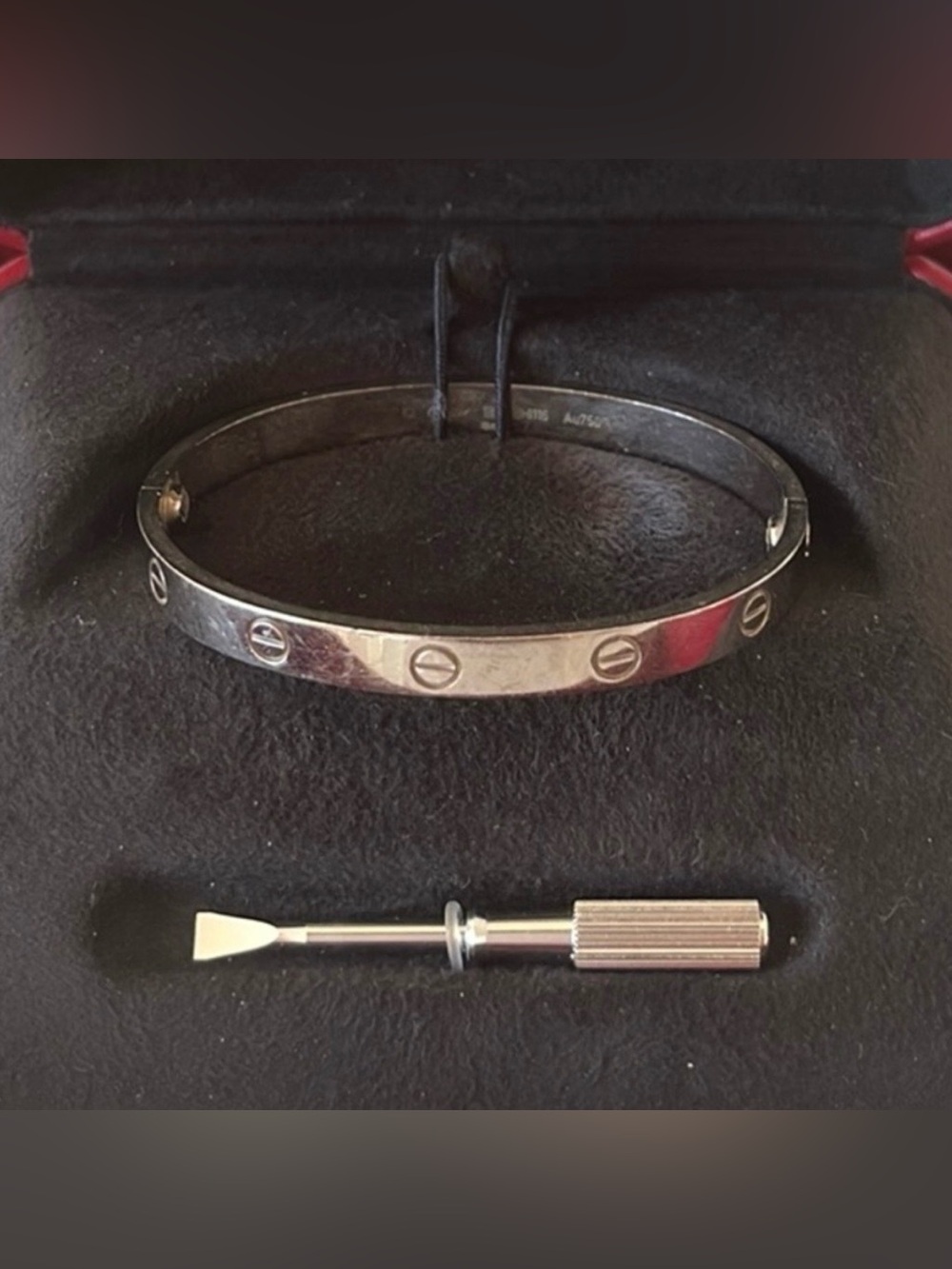 $8510 Cartier Love Bracelet Bangle Classic Model 18K White Gold Size 17 With Box
